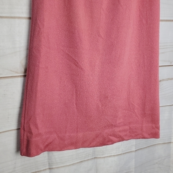 Vintage 70s Dalton Terry Cloth Pink Midi A-Line Elastic Waist Skirt Size 12 - Picture 3 of 9